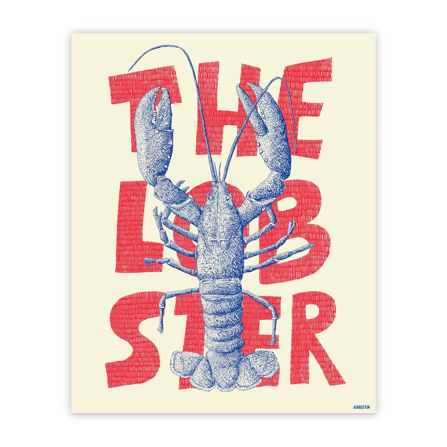 Affiche illustrée made in France par Augustin, modèle the lobster.