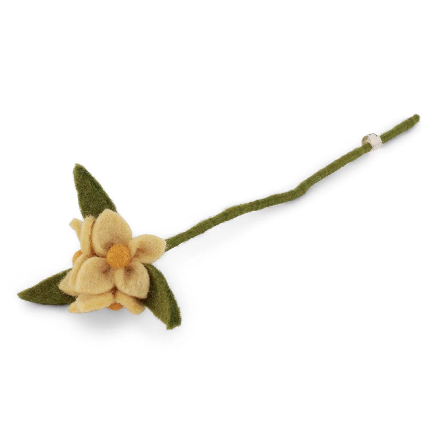3 fleurs au bout d'une tige, de couleurs jaunes.