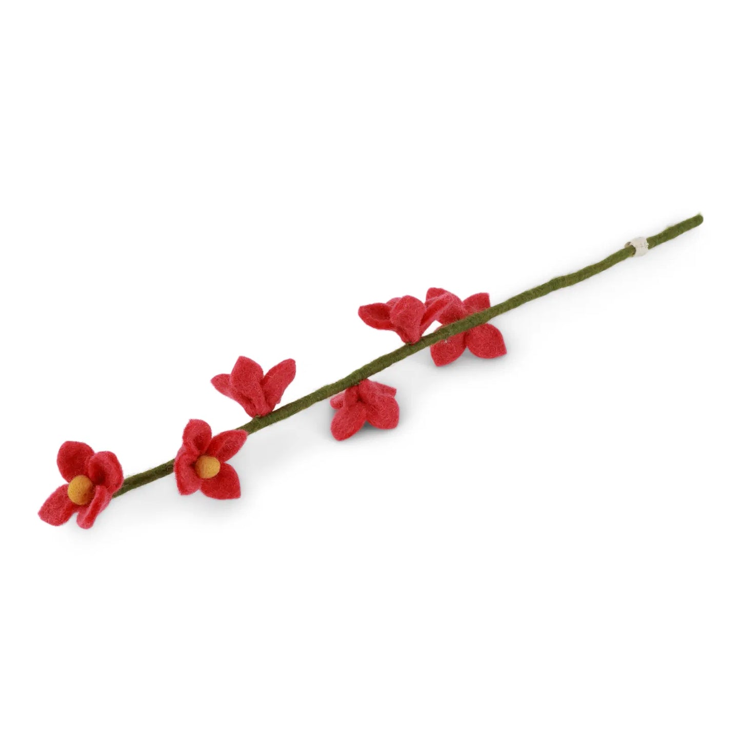 Branche avec des fleurs de couleurs jaune rouge.
