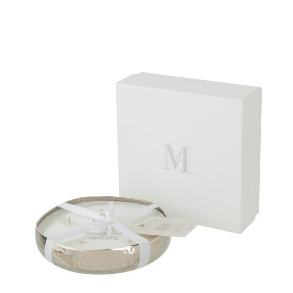 bougie parfumee metal argent