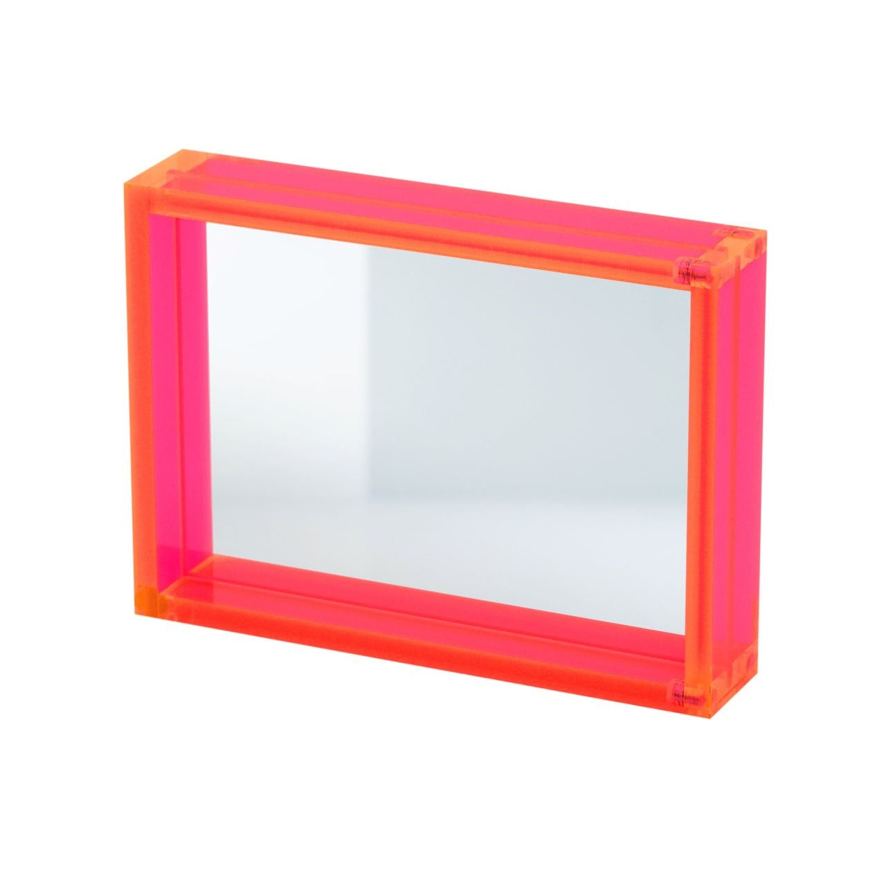 Cadre photo rectangulaire en plexi orange fluo.