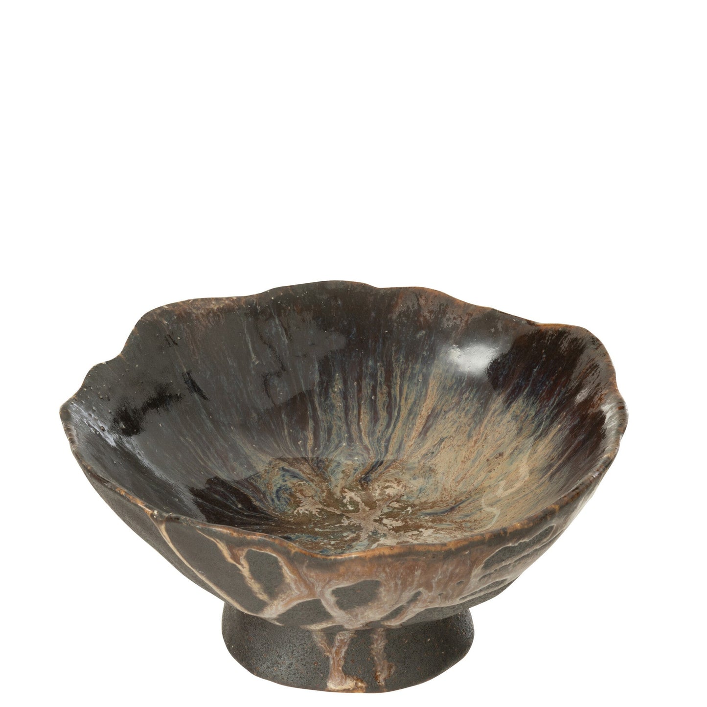 Coupelle décorative en céramique brun et noir.