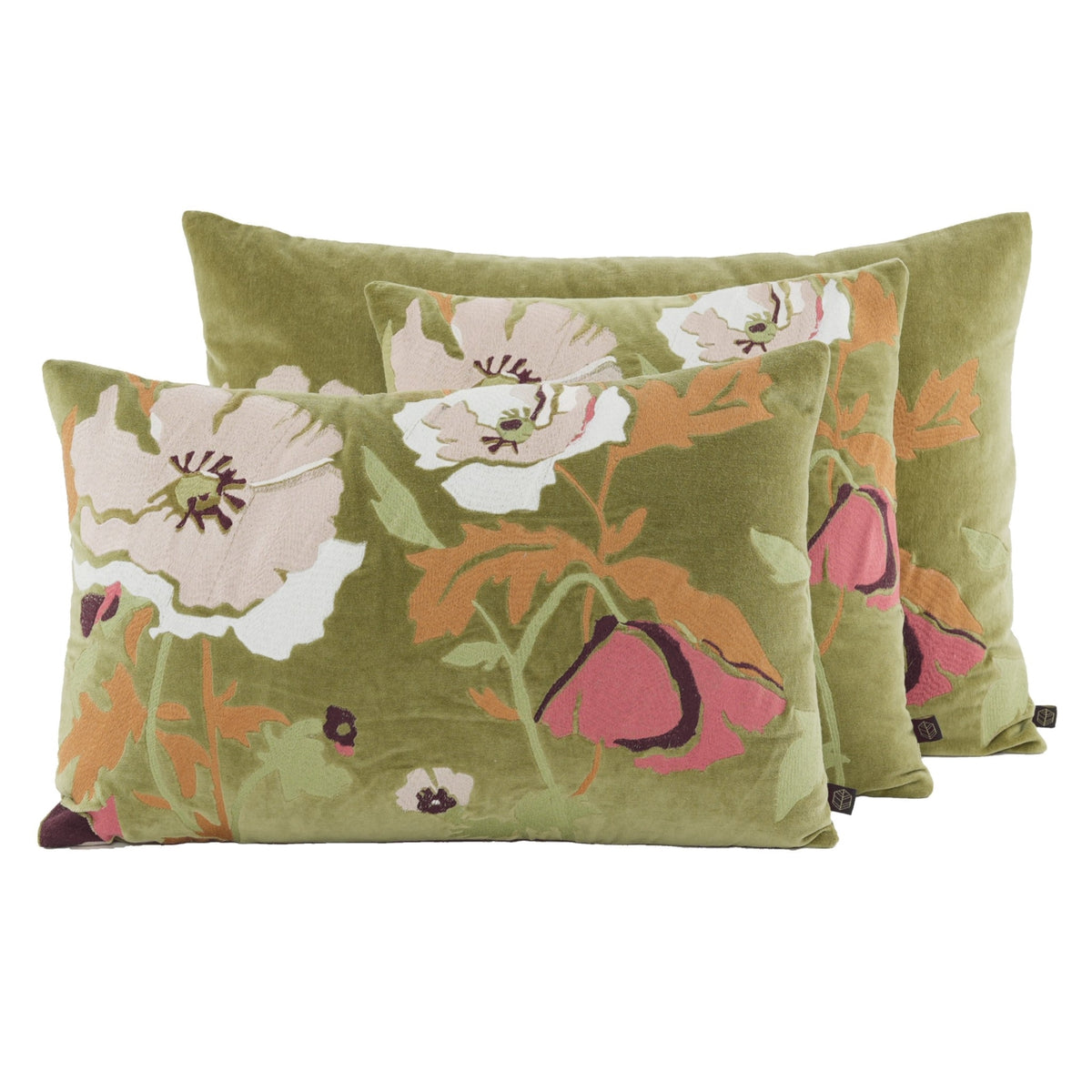 Coussin carré en velours imprimé fleuri, modèle Bristol - Haomy