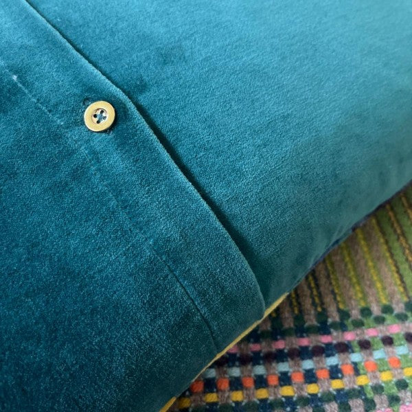 COUSSIN VELOURS MULTICOLORE BRODE HAPPY - LA PETITE BOITE JAUNE