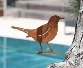 Moineau taille S en métal rouillé trompe l'oeil pour votre jardin