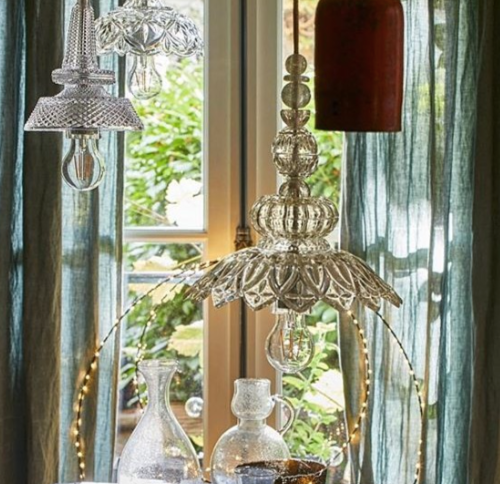 Suspension artisanale en verre recyclé Le buffet de Granny modèle C