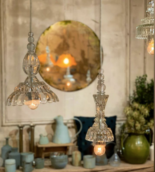 Suspension artisanale en verre recyclé Le buffet de Granny modèle C