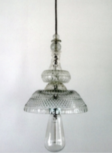 Suspension artisanale en verre recyclé Le buffet de Granny modèle C