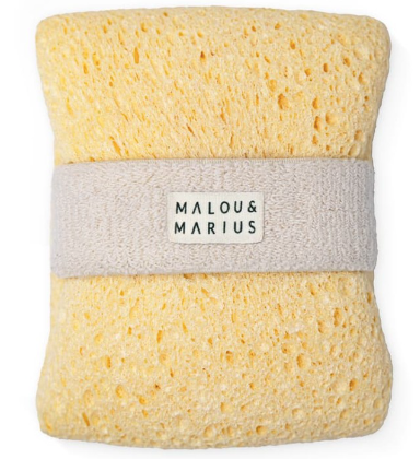 Eponge corps et porte savon de chez MALOU ET MARIUS