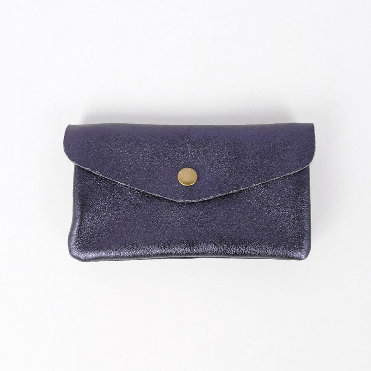 Grand porte-monnaie en cuir irisé, coloris marine.