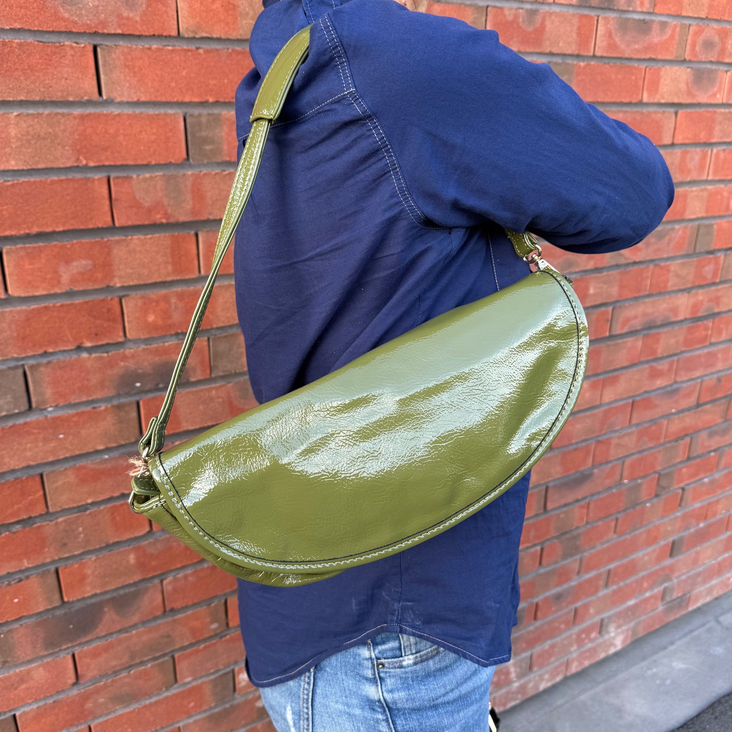 Sac baguette en cuir vernis pour femme - Différents coloris