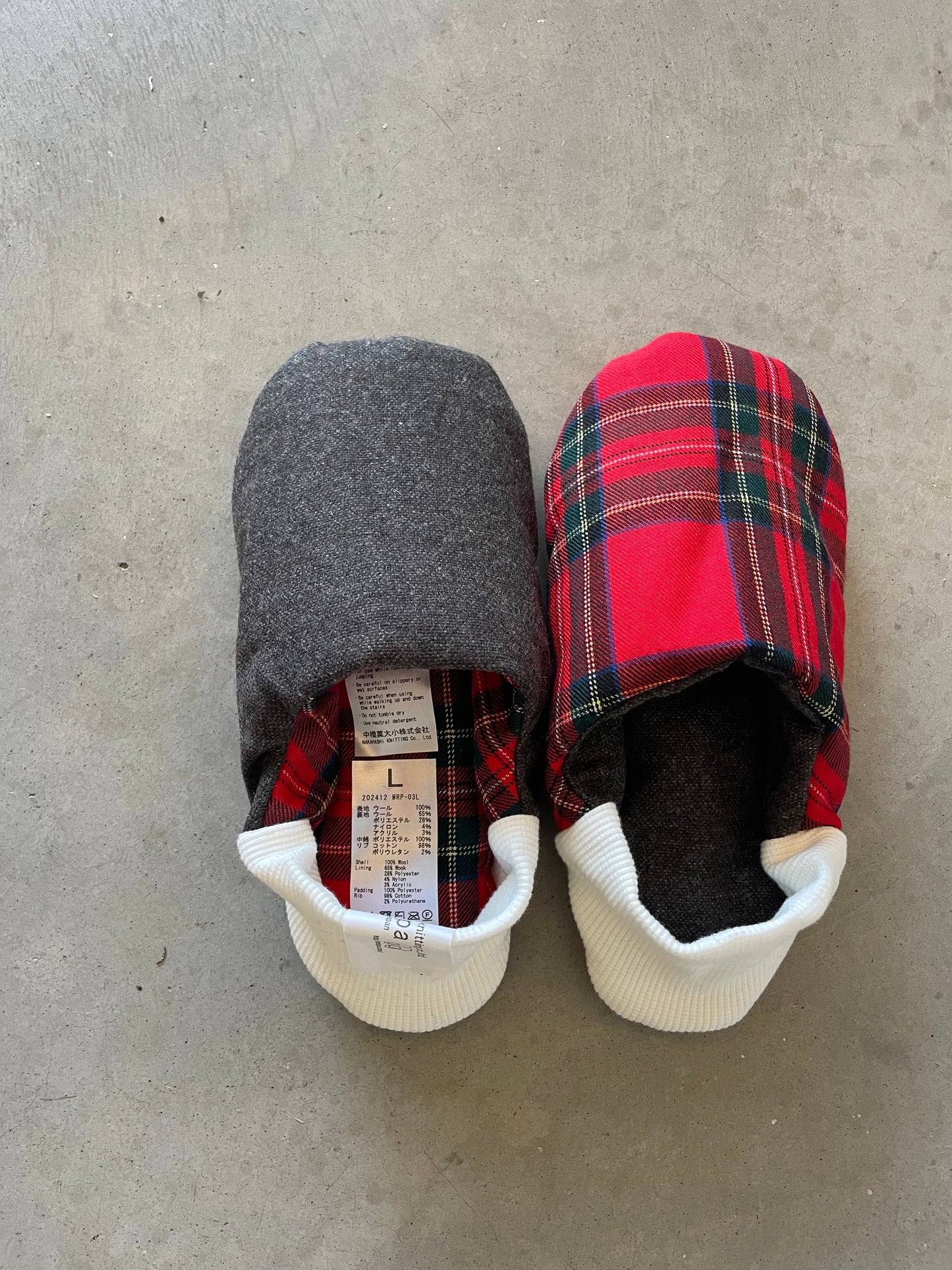Chaussons d'intérieur MERIPPA tartan rouge et laine blanc - (202412MRP03)