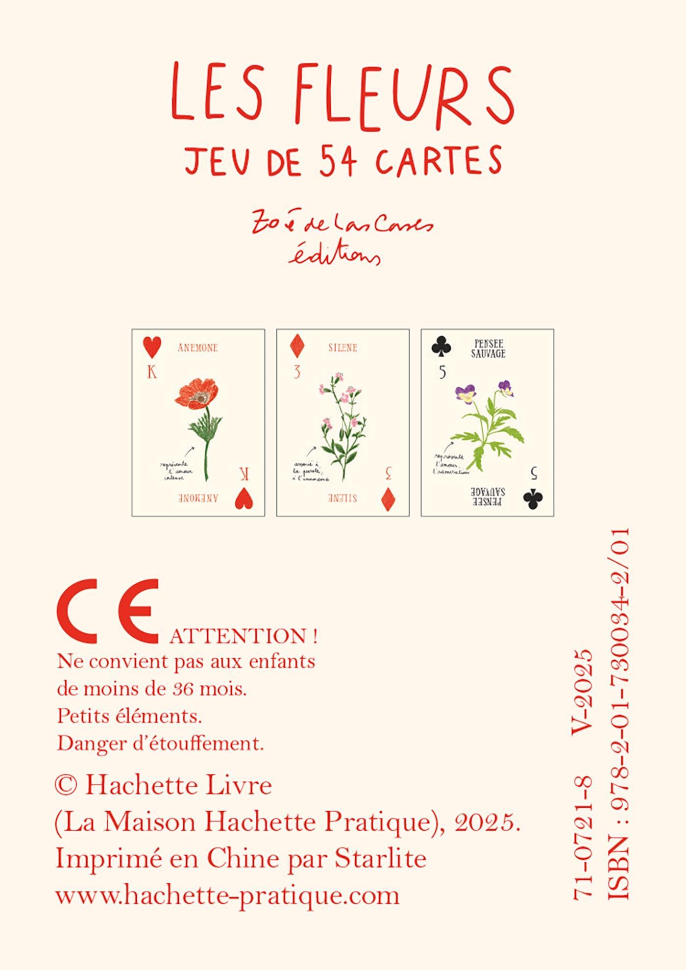 JEU DE 52 CARTES ILLUSTREES FLEURS ZOE DE LA CASES - LA PETITE BOITE JAUNE
