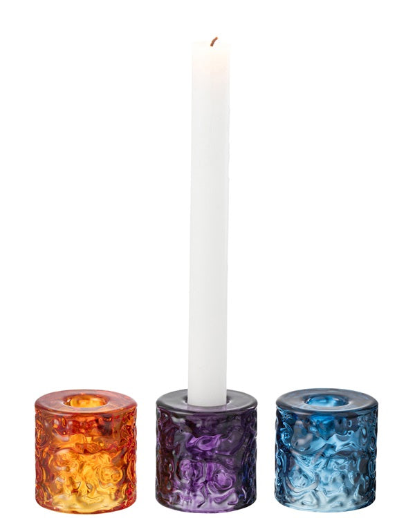 Bougeoir réversible en verre martelé de couleur - 3 couleurs