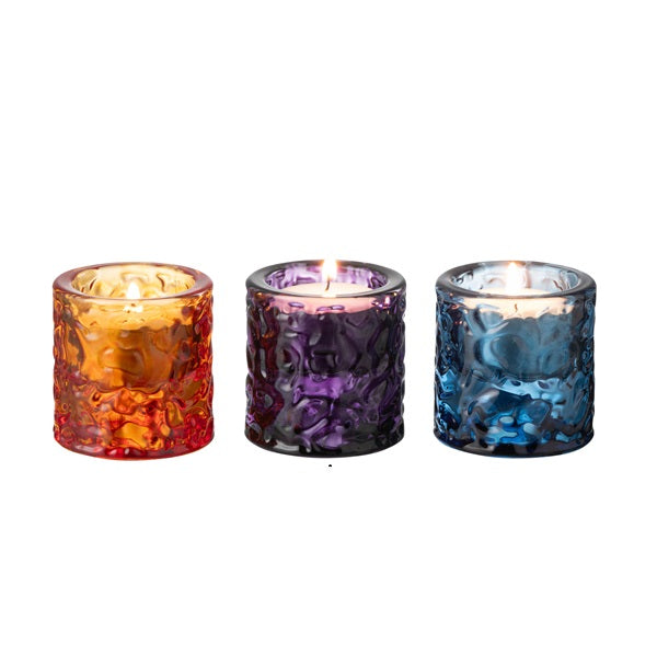 Bougeoir réversible en verre martelé de couleur - 3 couleurs