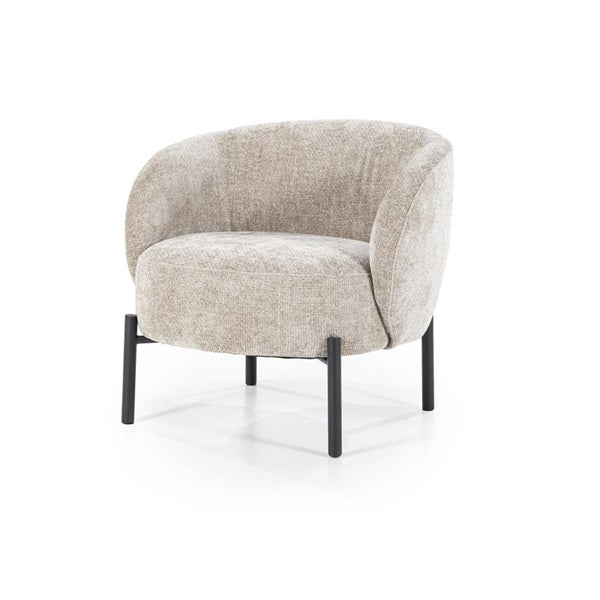 Fauteuil Lounge en tweed gris taupe