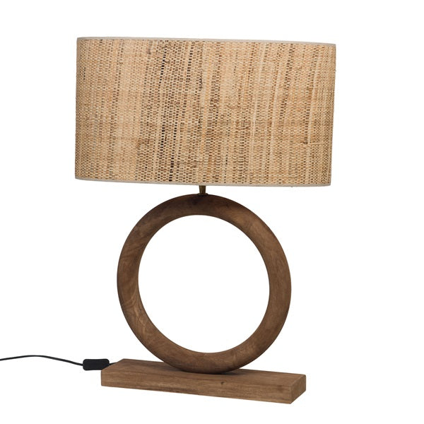 Lampe à poser avec pied rond en bois