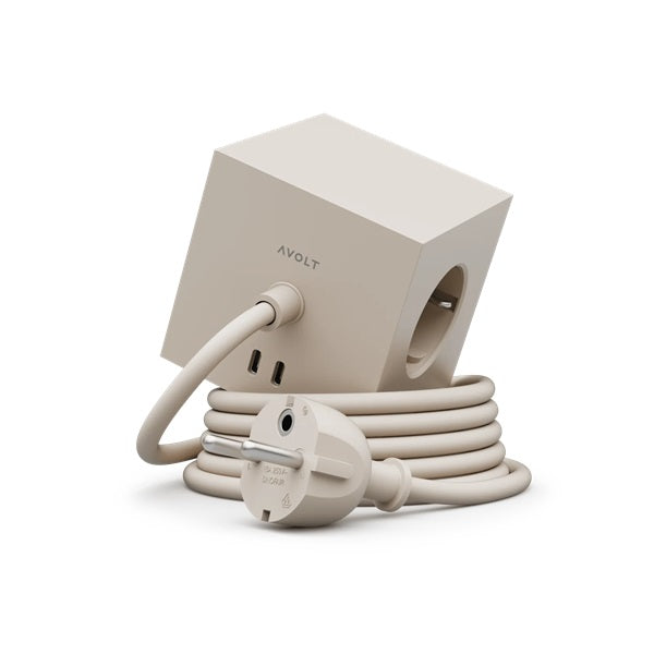 MULTI PRISE CUBE DESIGN AVOLT avec 3 prises + 2 ports USB + rallonge - SQUARE 1