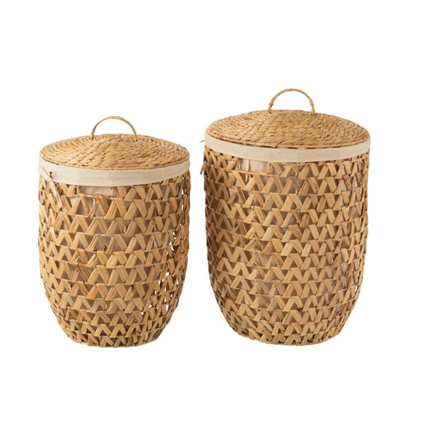 Panier à linge en jacinthe d'eau avec couvercle - 2 tailles
