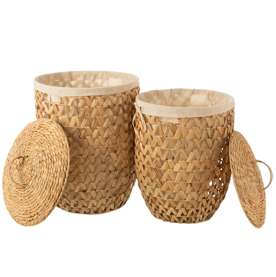 Panier à linge en jacinthe d'eau avec couvercle - 2 tailles