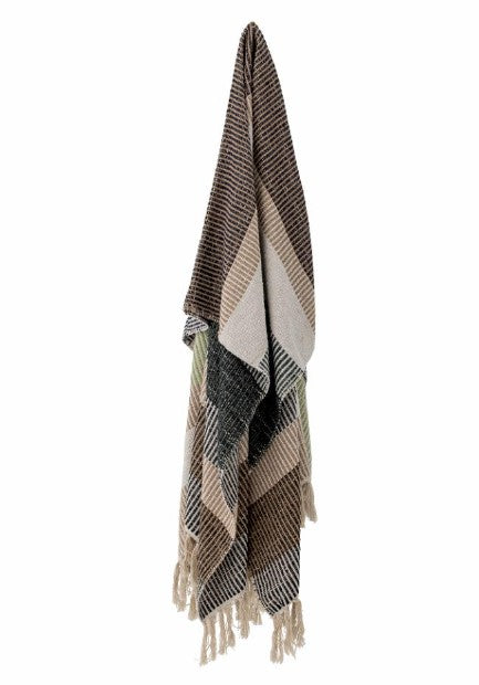 Plaid en coton recyclé modèle isnel marron vert