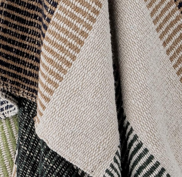 Plaid en coton recyclé modèle isnel marron vert