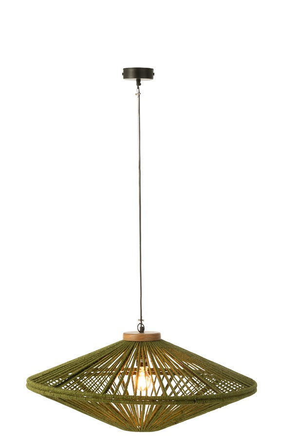 Suspension grande taille en tressage de jute vert