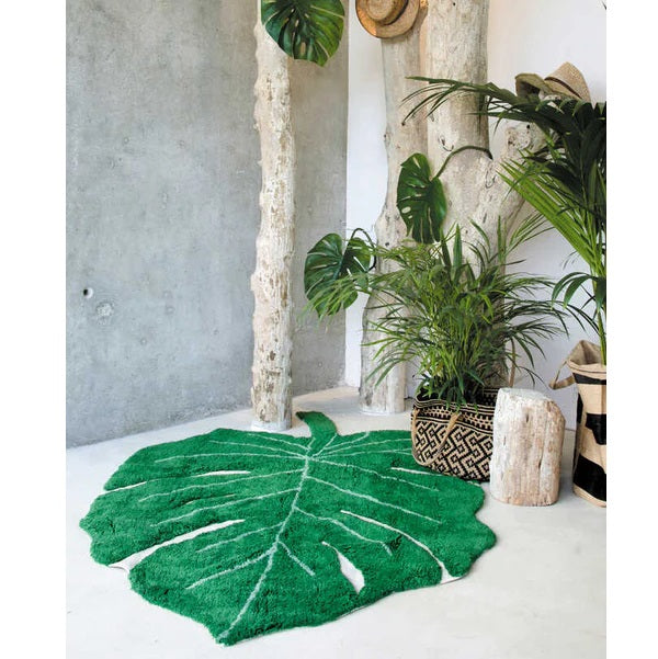 Tapis lavable Feuille de Monstera vert (120 x 180 cm) de LORENA CANALS