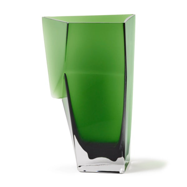 VASE EN VERE VERT SCULPTURAL SERAX