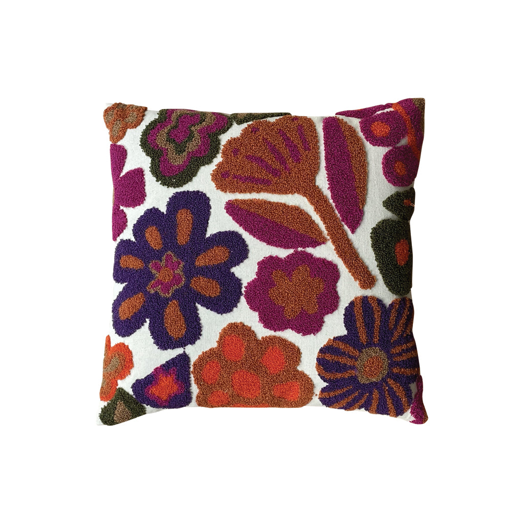 Coussin fleuri tendance japonisante carré