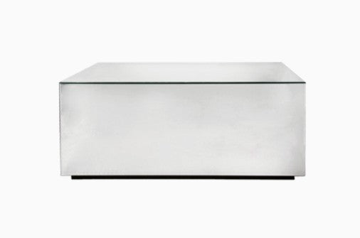 Table basse rectangulaire tout en miroir totalement seventies