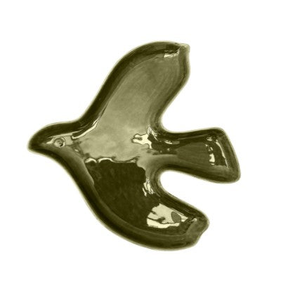 Coupelle ou vide poche en forme d'oiseau en céramique kaki
