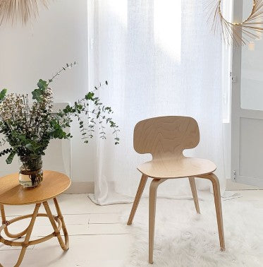 Chaise design en bois de hêtre naturel 100 % Française H10 avec dossier bas