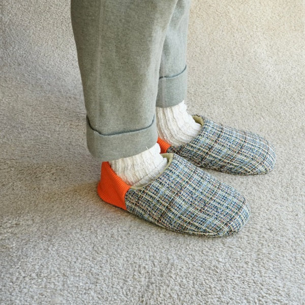 Chaussons réversibles Merippa tweed talon orange