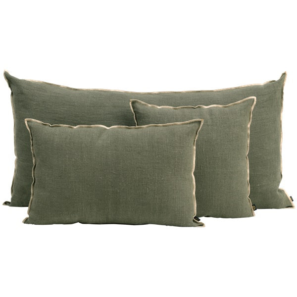 Coussin Haomy en lin lavé uni avec surpiqûre modèle CHENNAI 45 x 45 cm