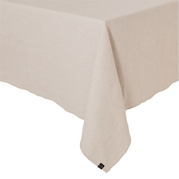 Nappe unie en lin 160 x 250 cm surpiqûre naturelle