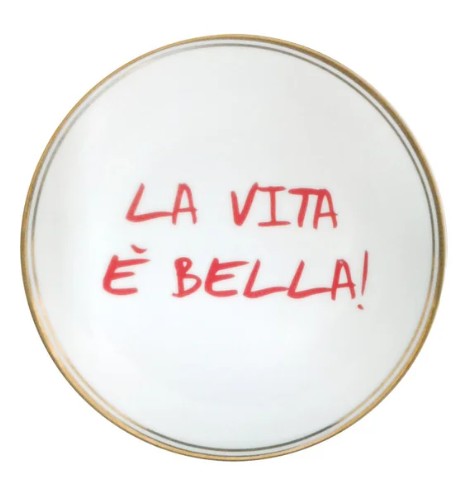 Assiettes à l'italienne avec jolis motifs et textes de chez BITOSSI