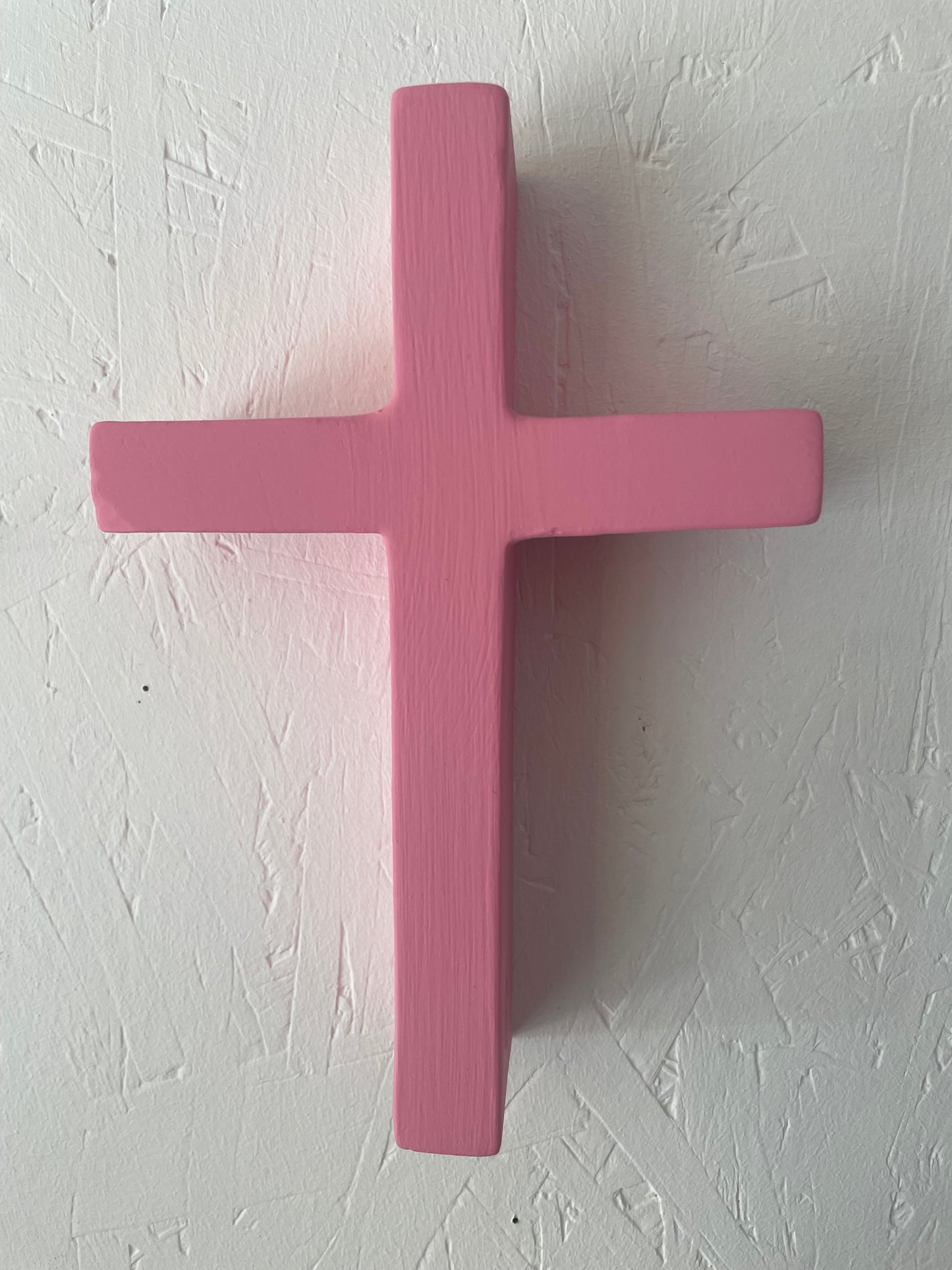 croix céramique émaillée rose