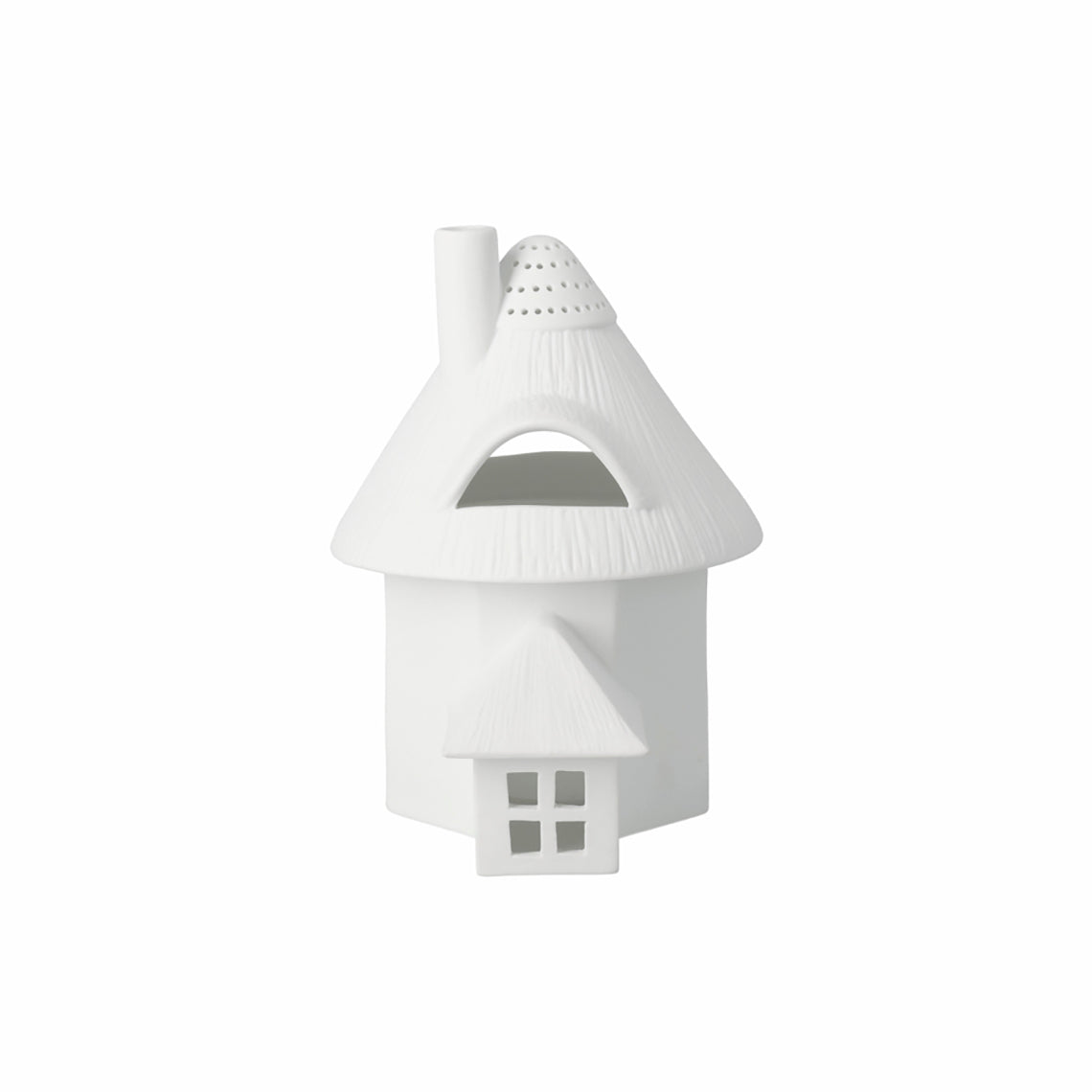 Maison photophore en porcelaine - Toit de chaume