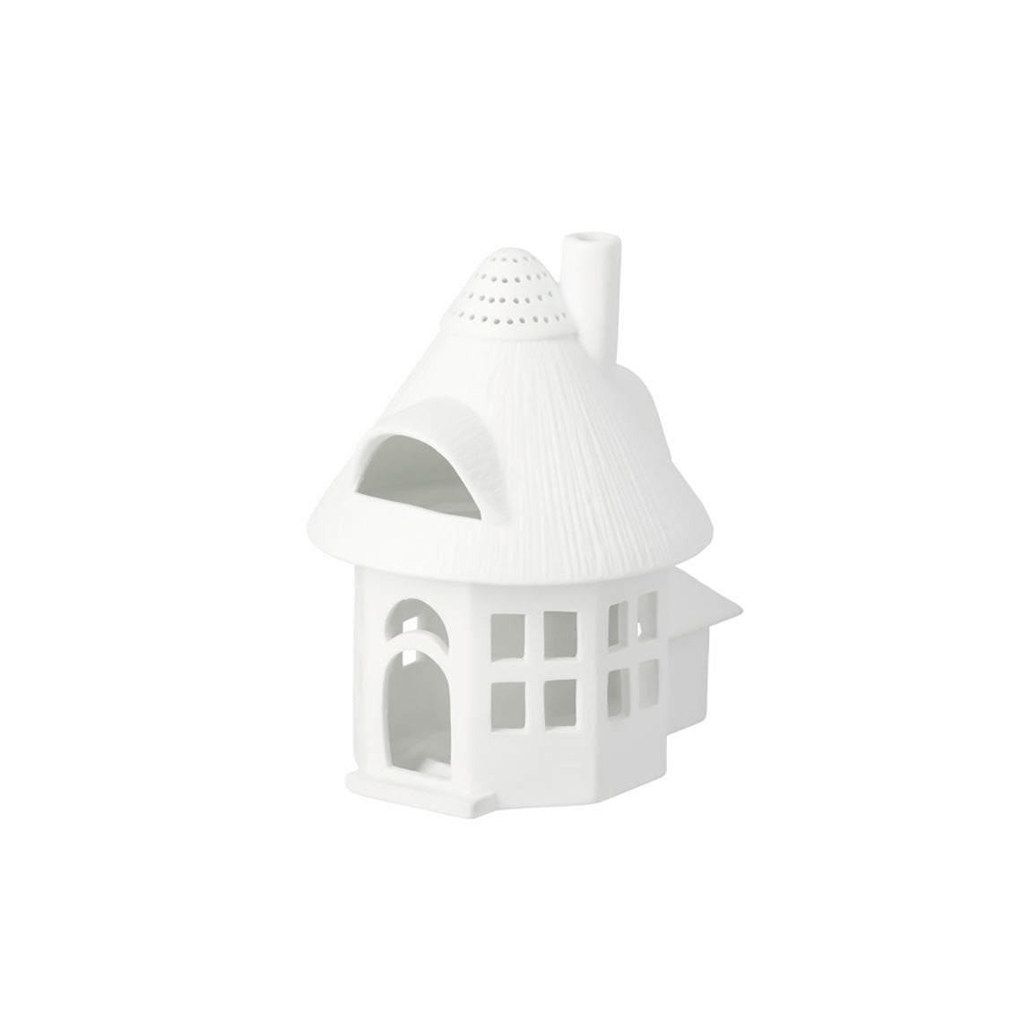Maison photophore en porcelaine - Toit de chaume