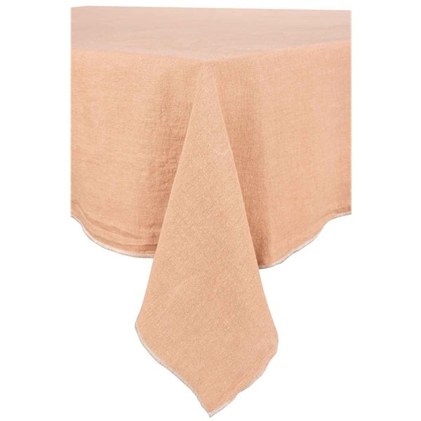 Nappe unie en lin 160 x 250 cm surpiqûre naturelle