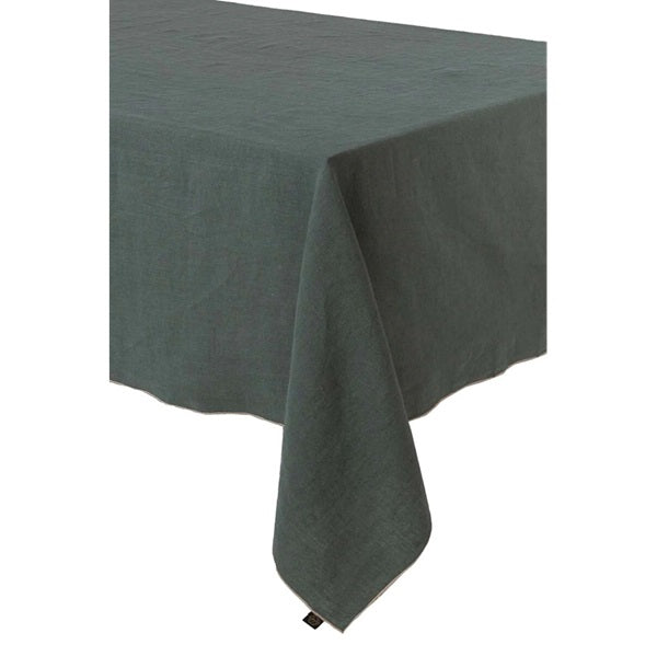 Nappe unie en lin 160 x 250 cm surpiqûre naturelle