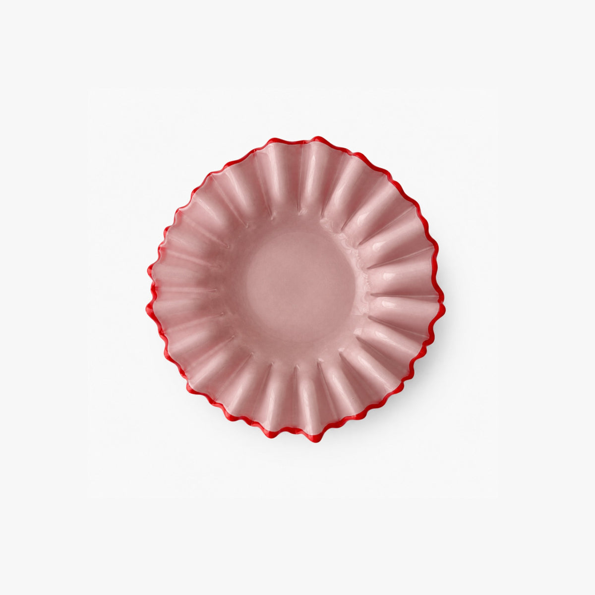 Petite coupelle à collerette rose en verre
