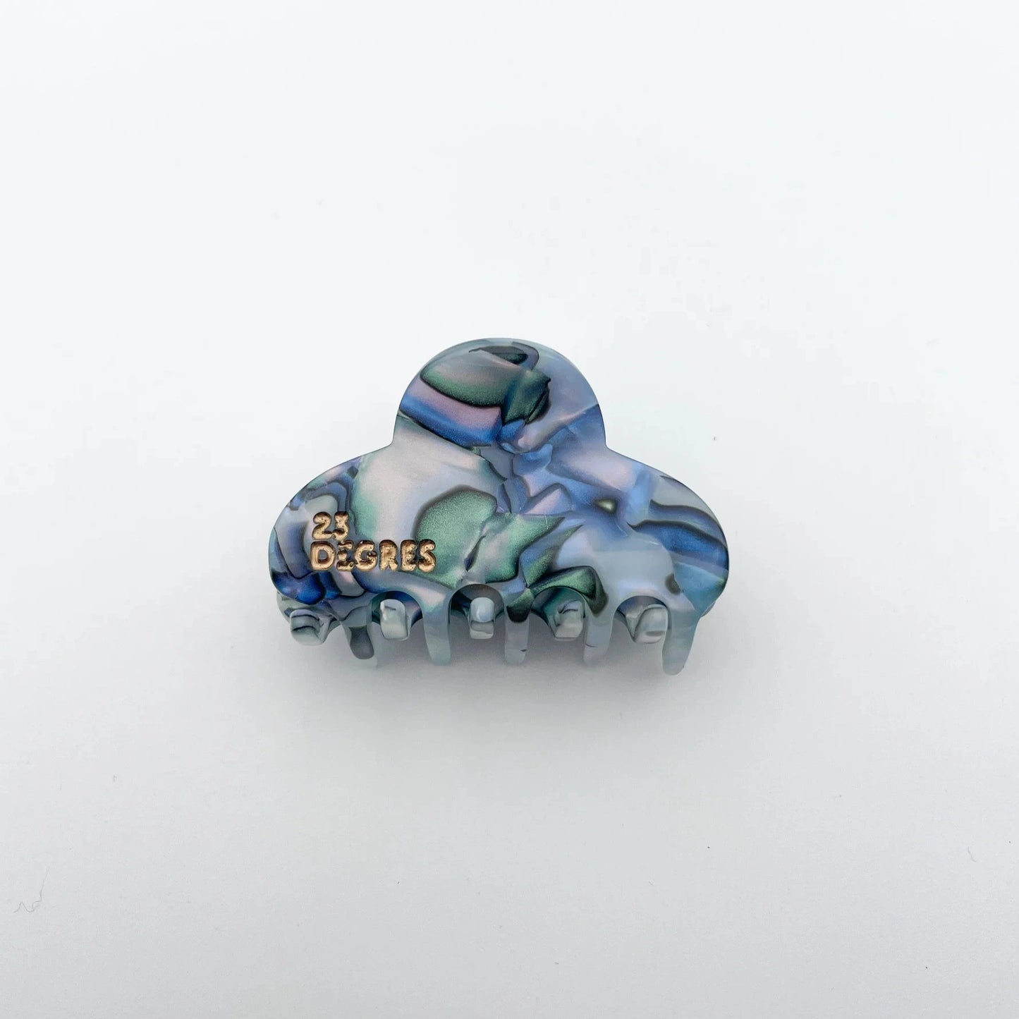 Petite pince à cheveux en forme de nuage coloris bleu et parme.