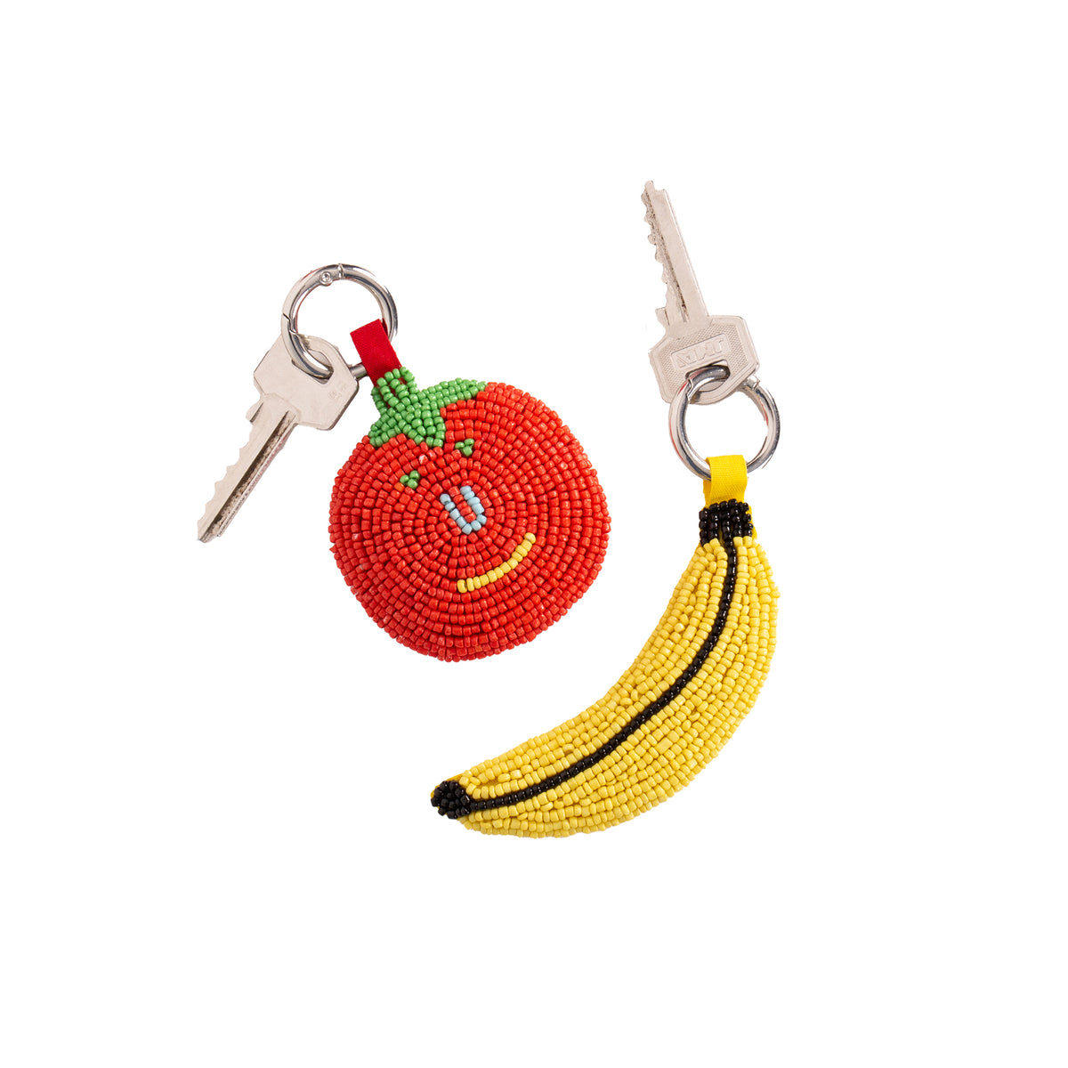 PORTE CLE EN TISSAGE DE PERLE BANANE - LA PETITE BOITE JAUNE