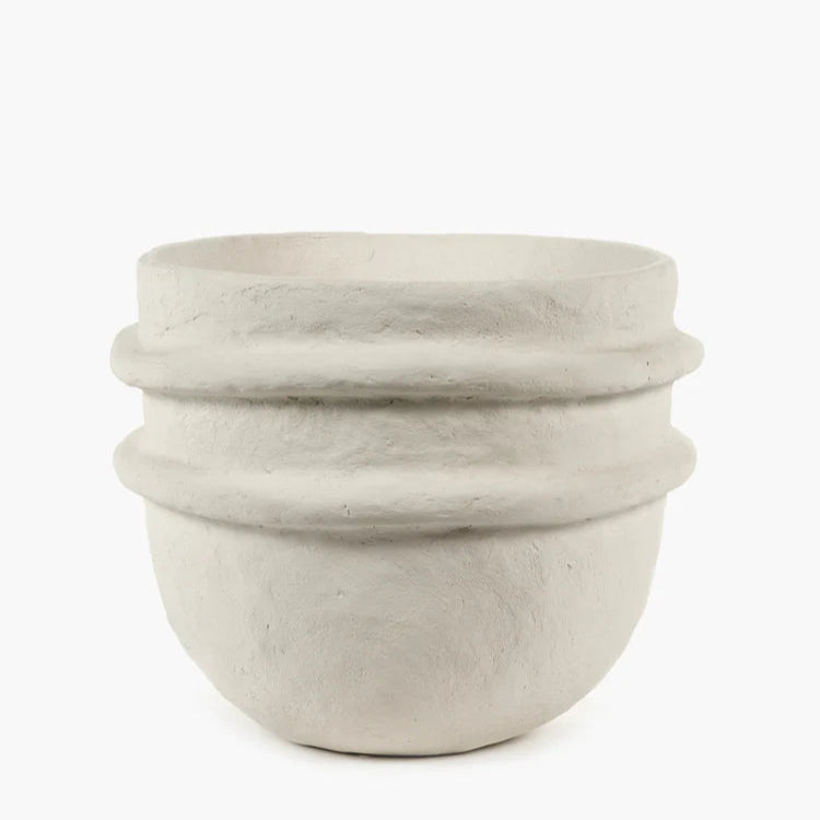 POT OU CACHE POT EN PAPIER MACHE BLANC SERAX