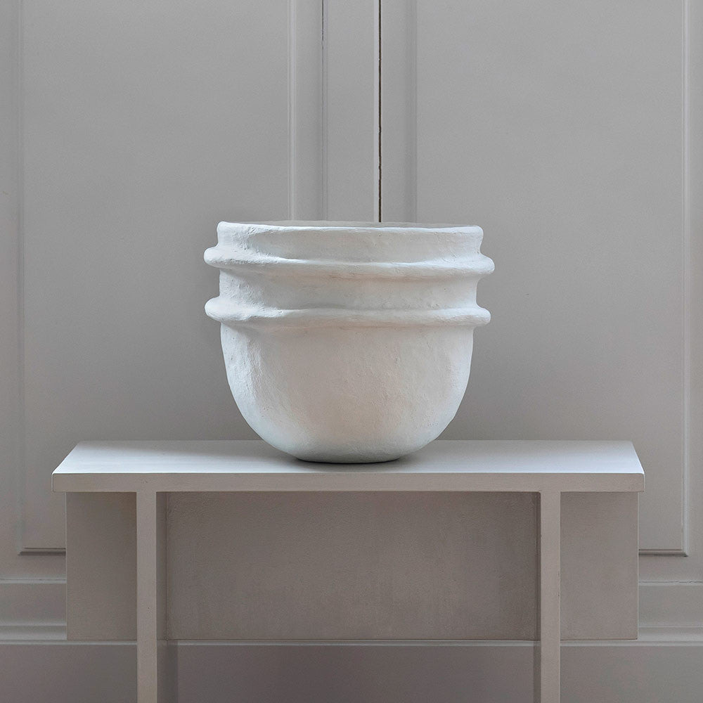 POT OU CACHE POT EN PAPIER MACHE BLANC SERAX