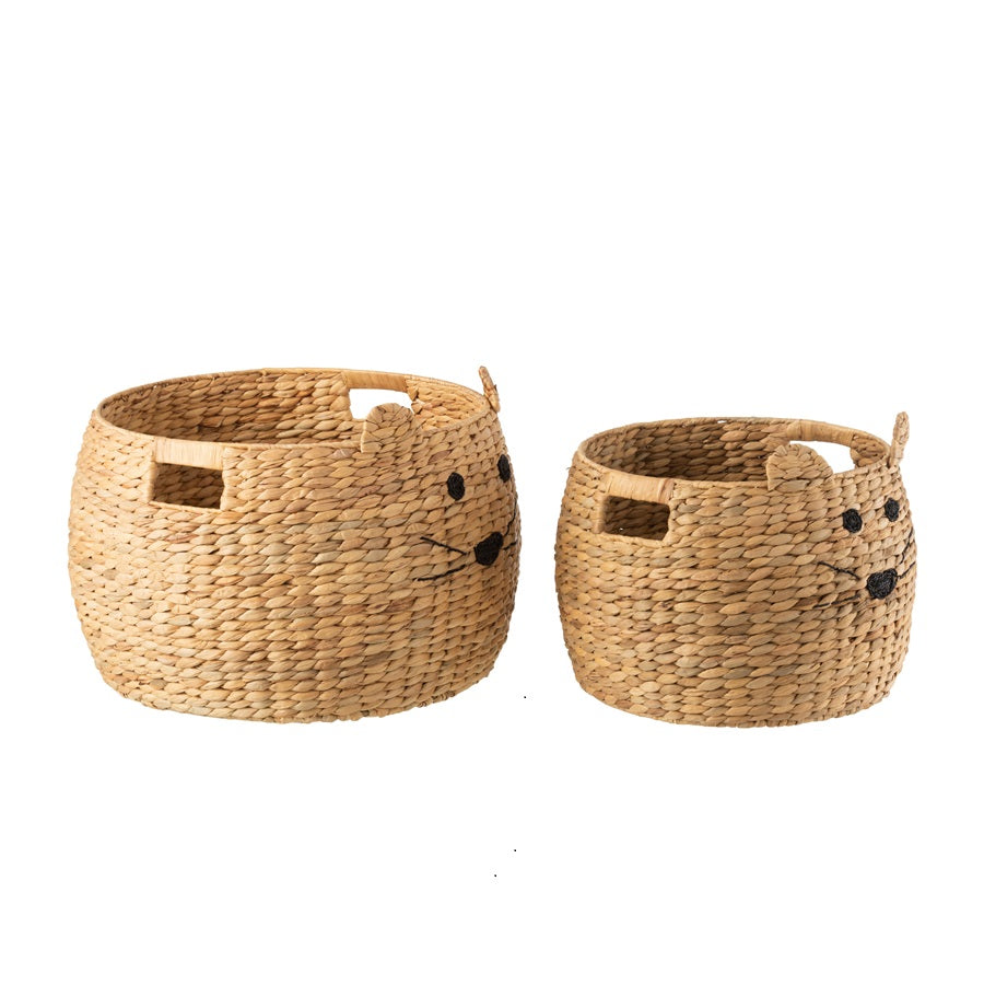 Panier chat en jacinthe d'eau naturel - 2 tailles