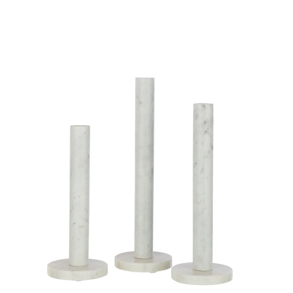 Bougeoir cylindrique en marbre blanc - 3 tailles