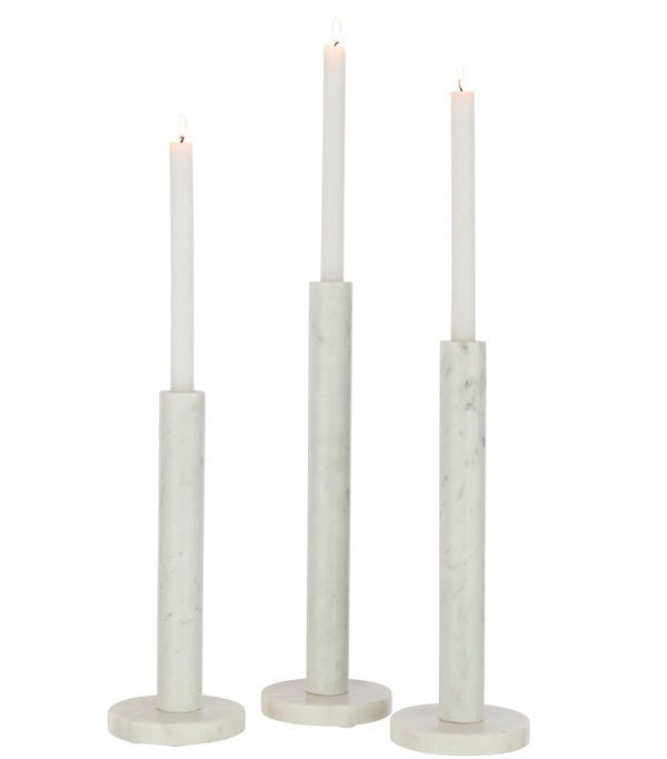 Bougeoir cylindrique en marbre blanc - 3 tailles